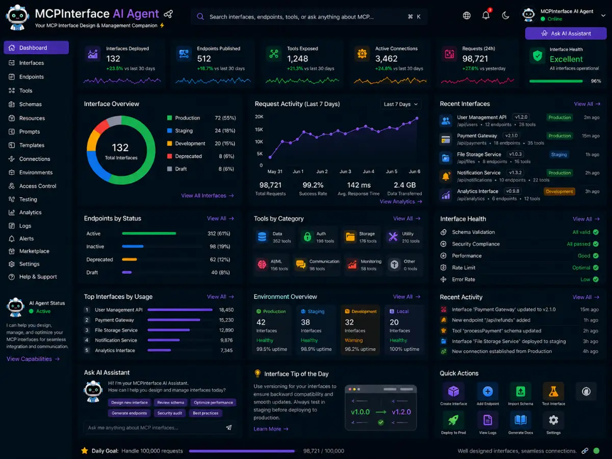 mcpinterface.app AI MCP interface app — dashboard preview